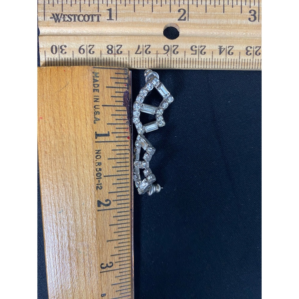 Sparkling Silver Tone Rhinestone Dangle Earrings with Baguette Cut Stones